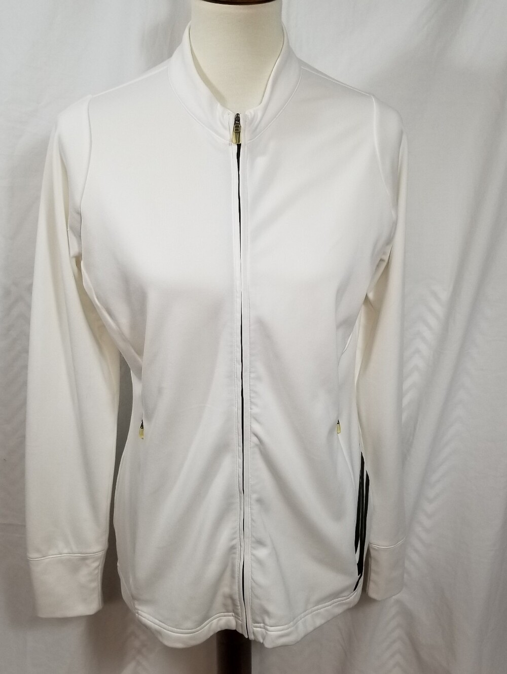 ADIDAS Golf Ladies White Size Medium ClimaLite Full Zip Jacket Top Athleisure